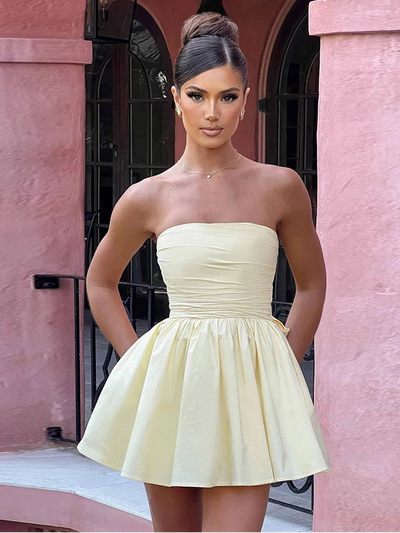 Robe Bustier Jaune Pastel