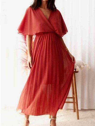 Robe longue rouge terracotta chic dos nu