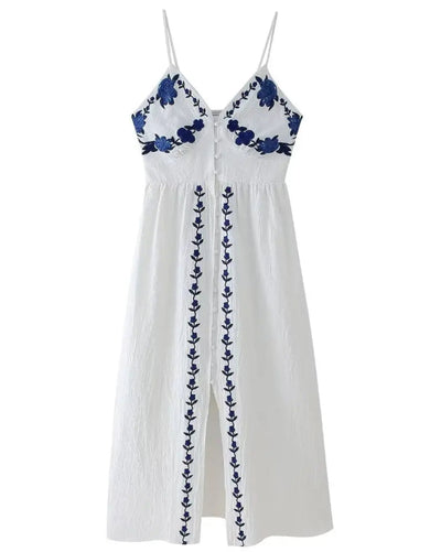 Robe Bohème Mi-Longue Blanche