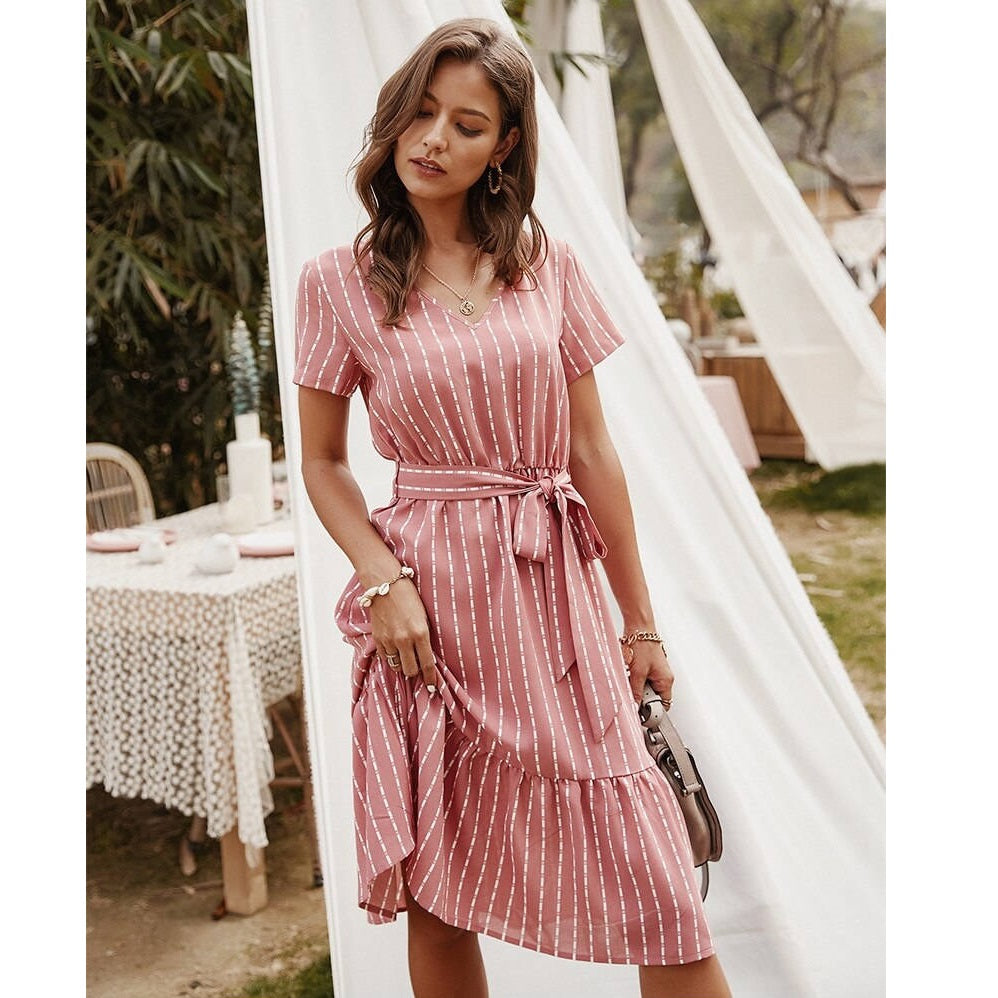 Robe boheme chic fashion rose poudré